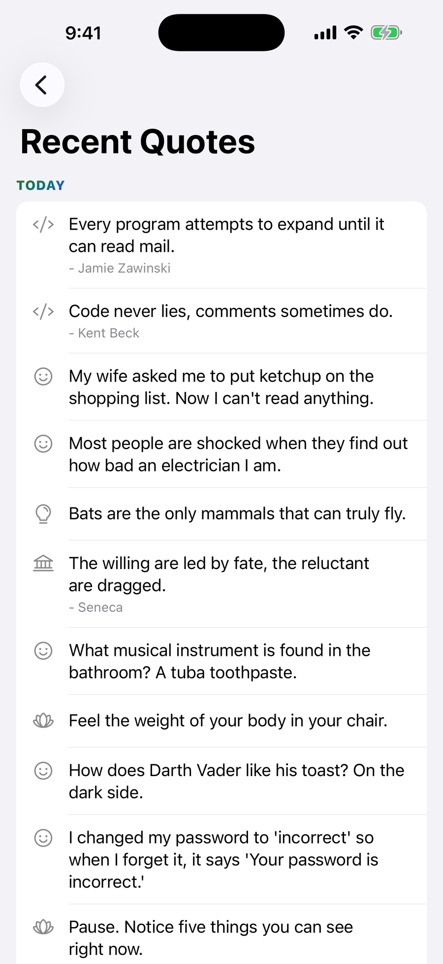 Recent Quotes: the last 20 messages