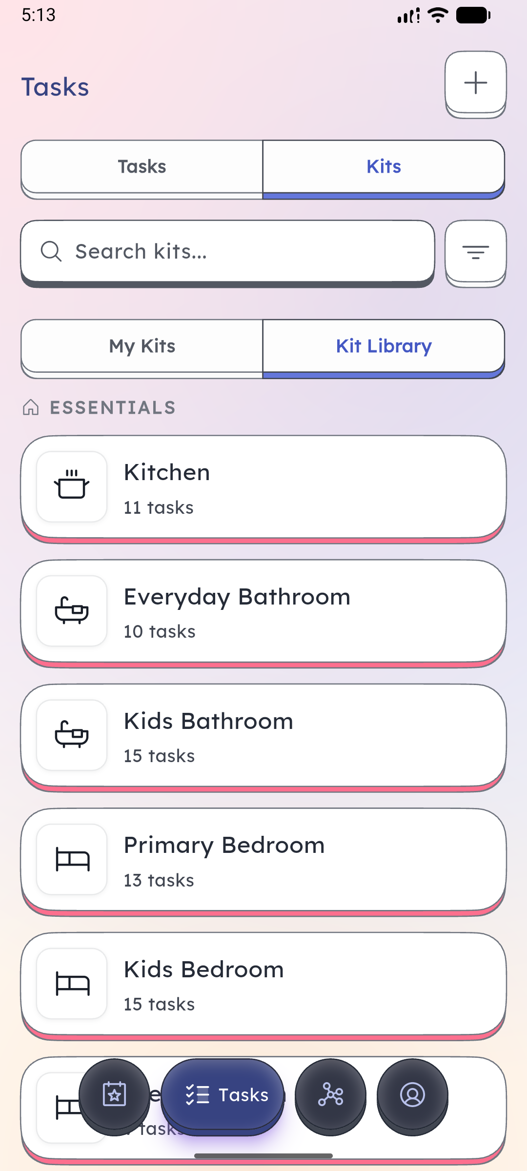 The kit library of ready-made chore sets