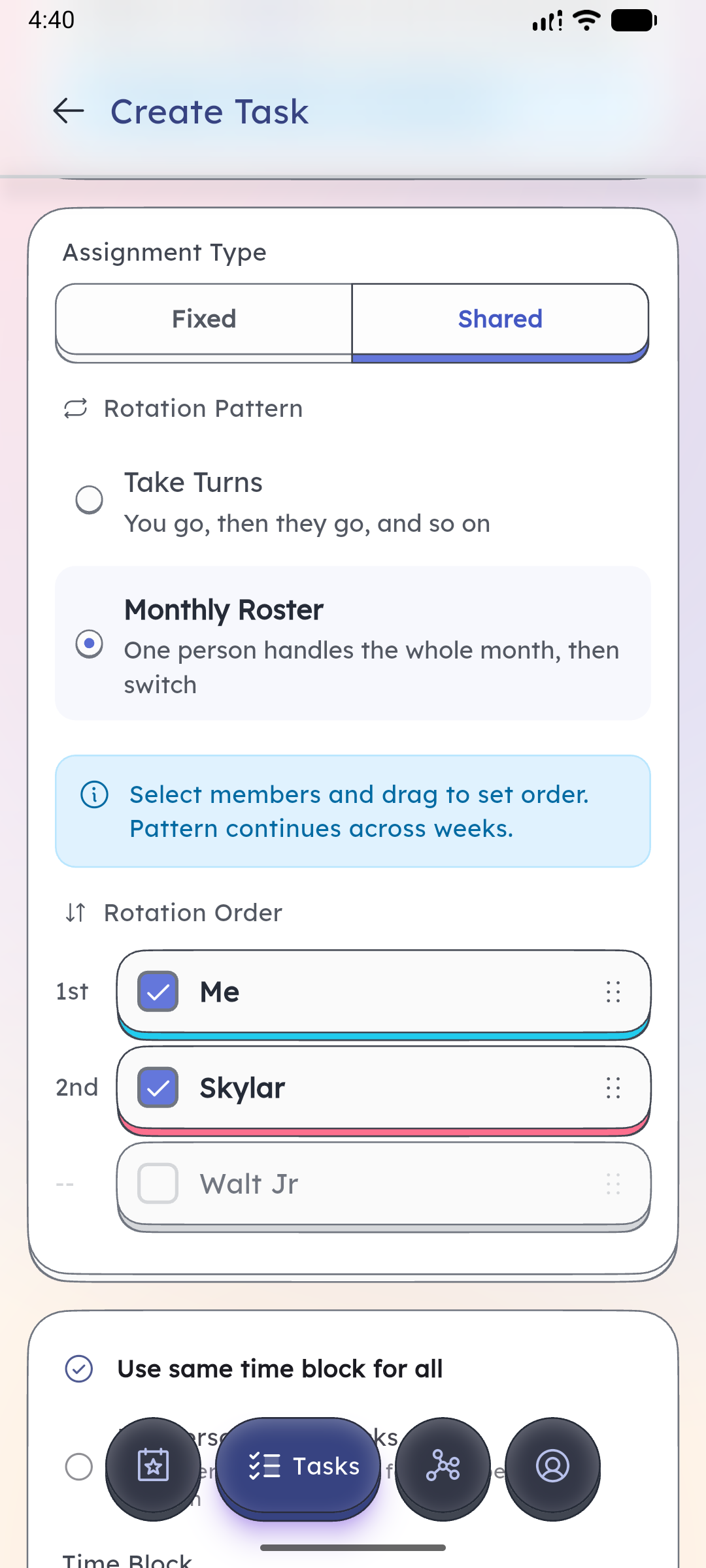Drag-to-reorder rotation order