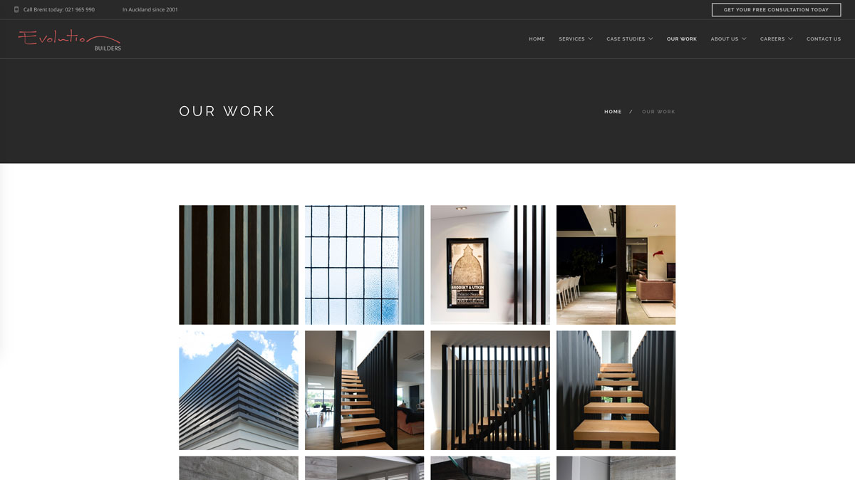 Evolution Builders Website Screen 3