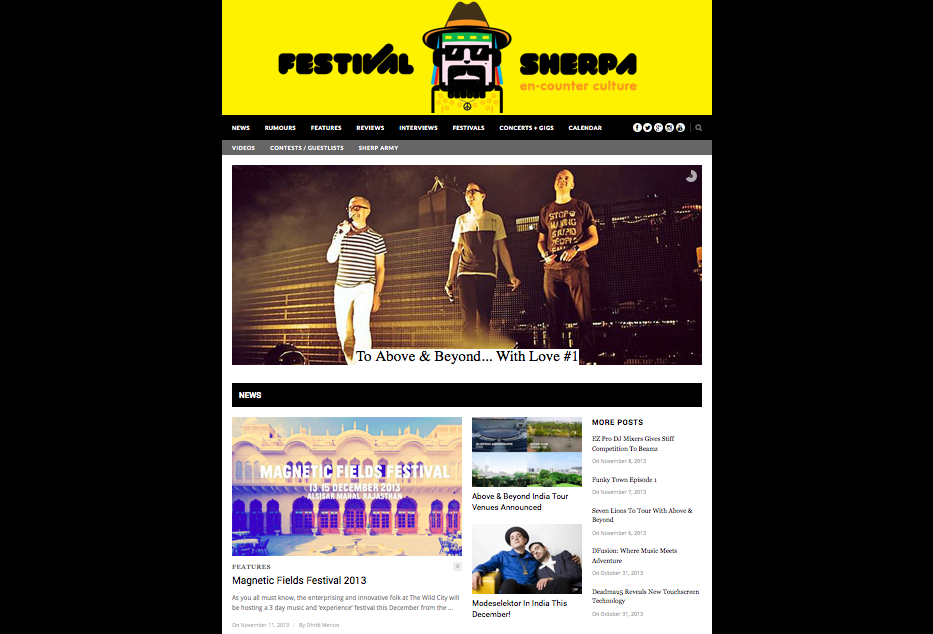 Festival Sherpa website screen