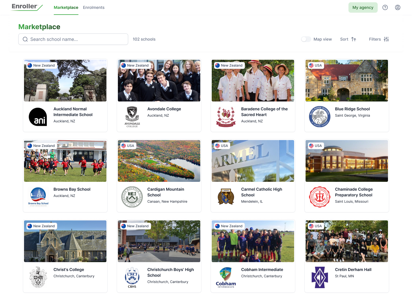 Main marketplace interface