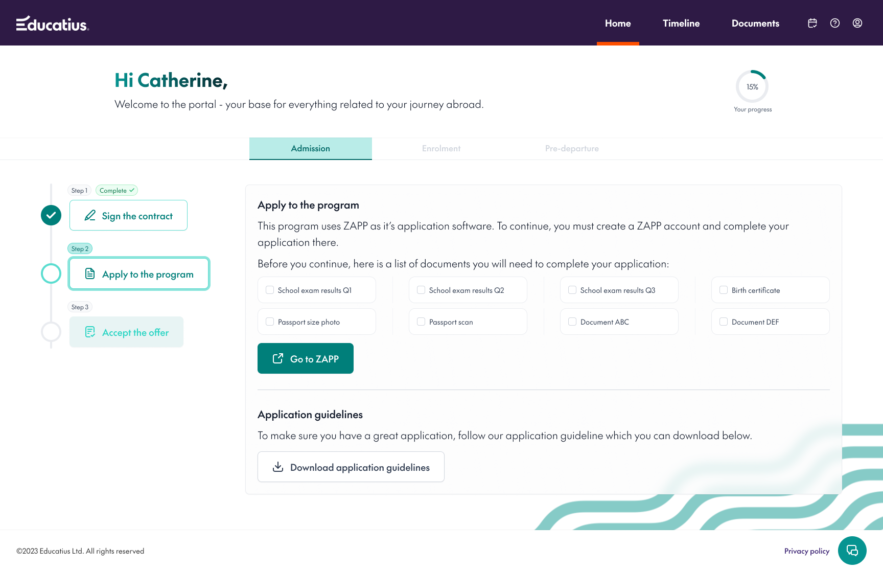 Application dashboard