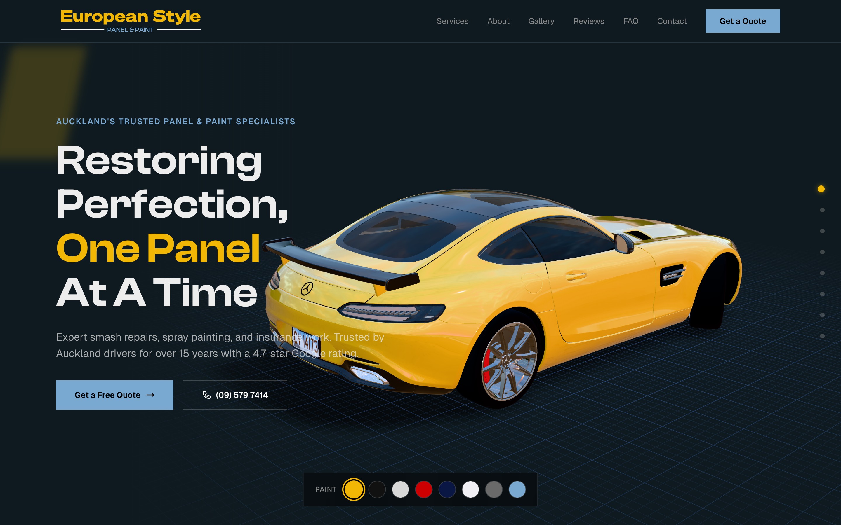 The configurable 3D model in the hero