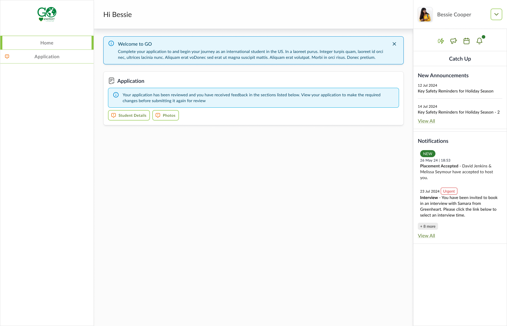 The student is notified on their dashboard the moment feedback lands