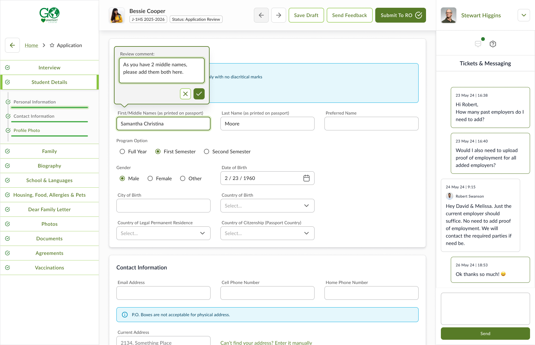 LC Application Feedback