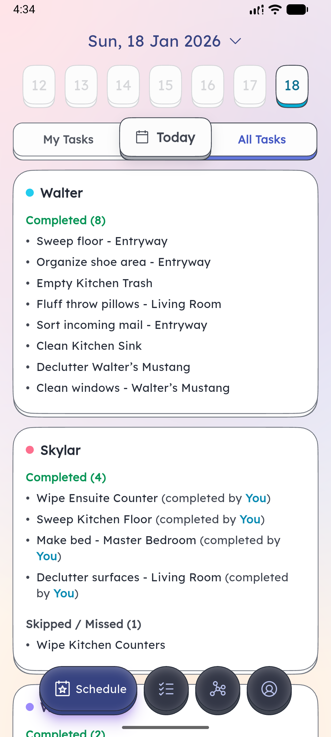 Schedgy task history